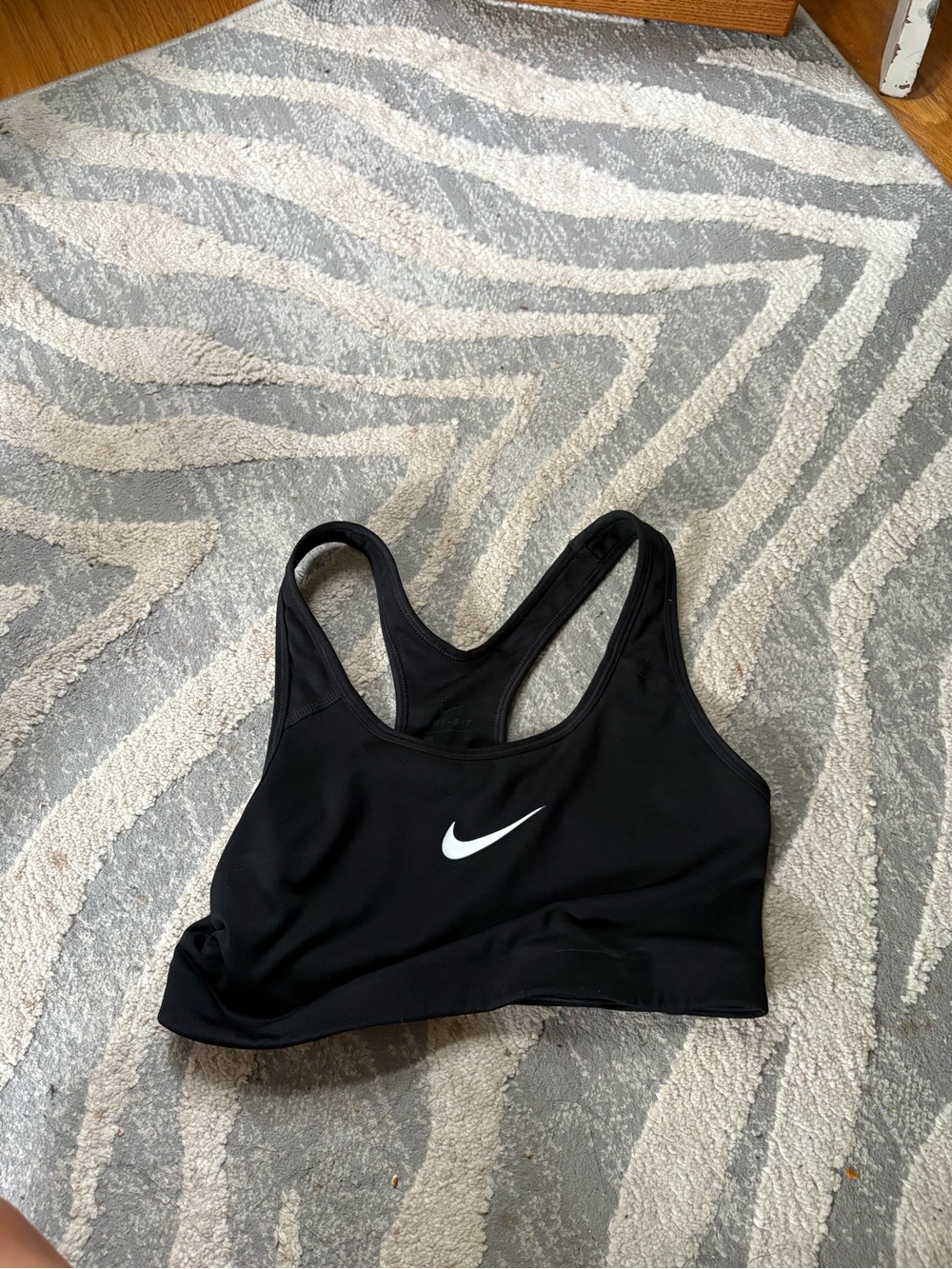Nike dri fit Black Sports Bra with White Swoosh